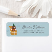 Schattigee kerstkat in een doos Retouradreslabel Etiket (Insitu)