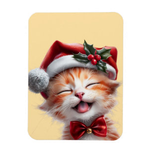 Schattigee Kerstkat met Santa Hat en Bow Stropdas Magneet