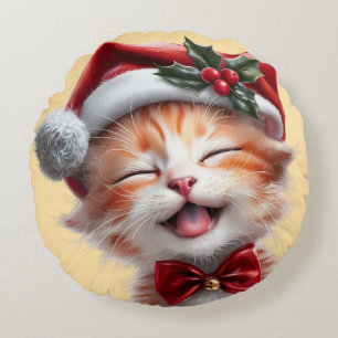 Schattigee Kerstkat met Santa Hat en Bow Stropdas Rond Kussen