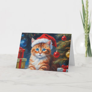 Schattigee kerstkat, Ornamenten Feestdagen Kaart