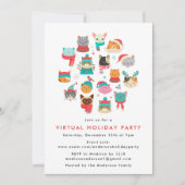 Schattigee kerstkatten Virtual Holiday Party Kaart (Voorkant)