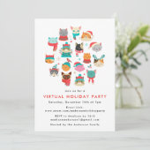 Schattigee kerstkatten Virtual Holiday Party Kaart (Staand voorkant)