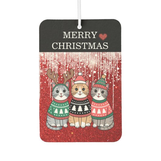 Schattigee Kerstkatten Vrolijk Kerstfeest Luchtverfrisser (Voorkant)
