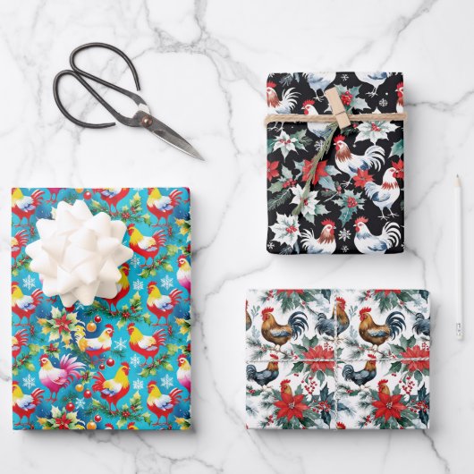 Schattigee kerstkippen inpakpapier vel (Voorkant)