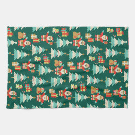 Schattigee kerstkleurrijke kerstscène  vibe theedoek