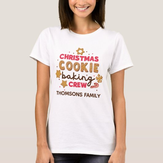 Schattigee Kerstkoekje Bakken Crew Familie Matchin T-shirt (Voorkant)