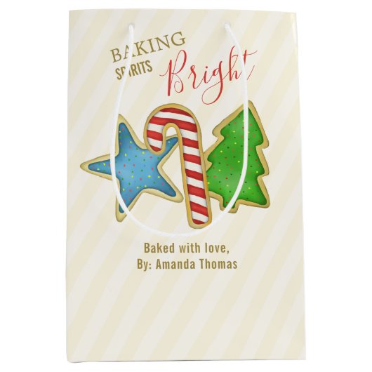 Schattigee Kerstkoekjes Waterverf Custom Medium Cadeauzakje (Voorkant)