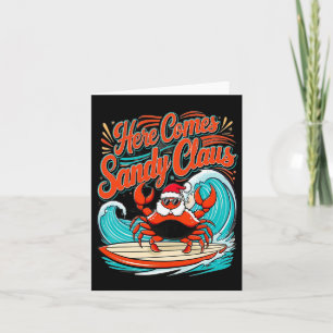 Schattigee Kerstkrab Pun Santa Hat Kaart