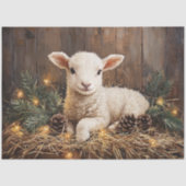 Schattigee Kerstlam Rustieke Schilderij Decoupage Tissuepapier (Voorkant)