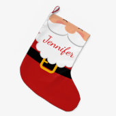 Schattigee kerstman baard en riem gepersonaliseerd grote kerstsok (Voorkant (Hangend))