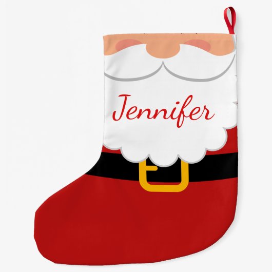 Schattigee kerstman baard en riem gepersonaliseerd grote kerstsok (Achterkant)