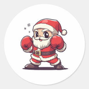Schattigee Kerstman Boksen - Kerstfeest-thema Ronde Sticker