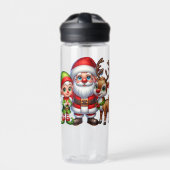 Schattigee Kerstman Elf en Rendier Kerstmis Gepers Waterfles (Voorkant)