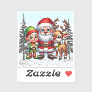 Schattigee Kerstman, Elf en Rendier Kerstmis Sticker