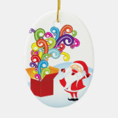 Schattigee Kerstman en Cadeaudoos Kerstversiering Keramisch Ornament (Voorkant)