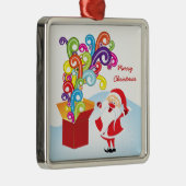 Schattigee Kerstman en Cadeaudoos Kerstversiering Metalen Ornament (Rechts)