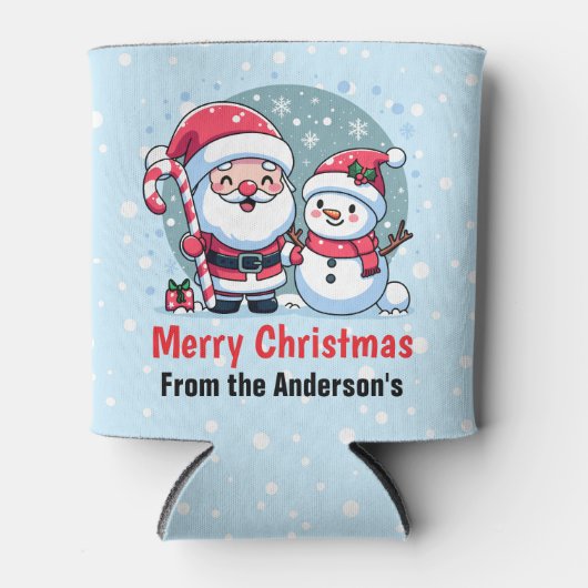 Schattigee Kerstman en Sneeuwman Kerst Custom Blikjeskoeler (Voorkant)