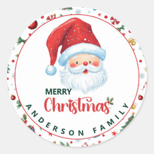 Schattigee Kerstman & Feestelijk Patroon Vrolijk K Ronde Sticker