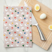 Schattigee kerstman gezichten kerstpatroon theedoek (Quarter Fold)