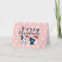 Schattigee Kerstman Hond & Kat Illustratie Kerstmi