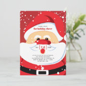 Schattigee kerstman in rood kerstfeestje kaart (Staand voorkant)