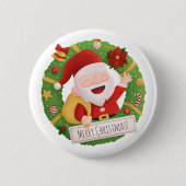 Schattigee Kerstman Kerstkrans Button (Voorkant)