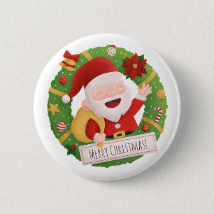 Schattigee Kerstman Kerstkrans Button