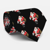 Schattigee kerstman op zwarte kerst stropdas (Opgerold)