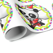 Schattigee Kerstman Panda met Cadeaus Cadeaupapier (Rol Hoek)