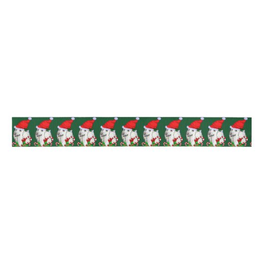 Schattigee kerstman poedel kerst grosgrain lint (Voorkant)