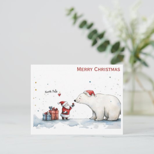 Schattigee Kerstman Polar Beer Noordpool Briefkaart (Staand voorkant)