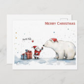 Schattigee Kerstman Polar Beer Noordpool Briefkaart (Voorkant / Achterkant)