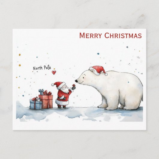 Schattigee Kerstman Polar Beer Noordpool Briefkaart (Voorkant)