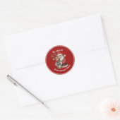 Schattigee Kerstman & Rendier Hug Custom Red Chris Ronde Sticker (Envelop)