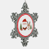Schattigee Kerstman & Rendier Tin Sneeuwvlok Ornament (Links)