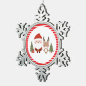 Schattigee Kerstman & Rendier Tin Sneeuwvlok Ornament (Rechts)