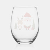 Schattigee Kerstman & Rendier Wijnglas Zonder Voet (Voorkant)