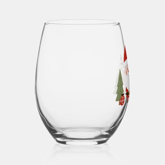 Schattigee Kerstman & Rendier Wijnglas Zonder Voet (Links)