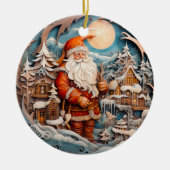 Schattigee Kerstman Sinterklaas Gepersonaliseerd Keramisch Ornament (Voorkant)