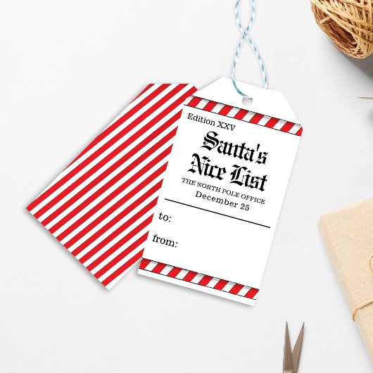 Schattigee Kerstman's Nice List Custom Cadeaulabel