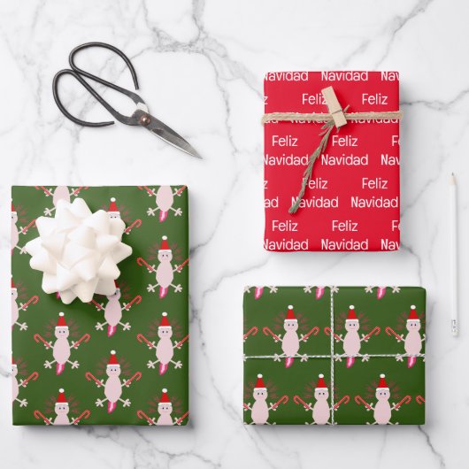 Schattigee Kerstmis Axolotl Custom Inpakpapier Vel (Voorkant)