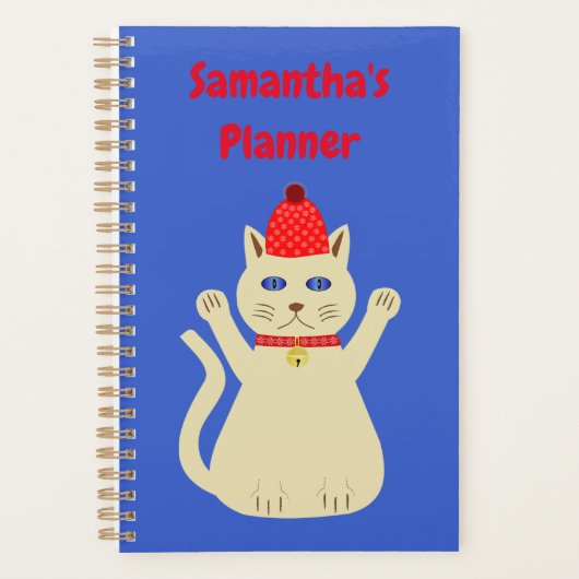 Schattigee Kerstmis Kat Custom Planner (Voorkant)