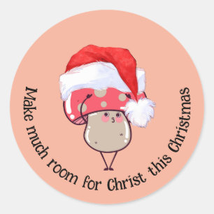 Schattigee Kerstmis Santa Mushroom Ronde Sticker