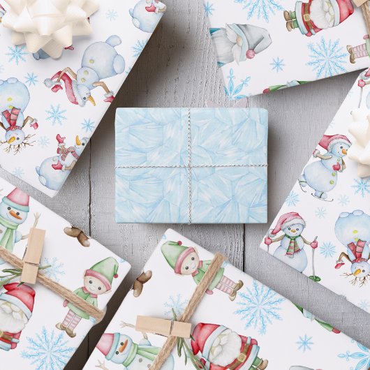 Schattigee Kerstmissneeuwpoppen, Elf, Verpakkende  Inpakpapier Vel
