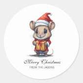 Schattigee kerstmuis gepersonaliseerd ronde sticker (Voorkant)