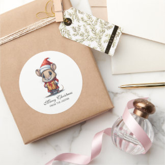 Schattigee kerstmuis gepersonaliseerd ronde sticker