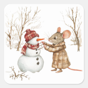 Schattigee kerstmuis Stickers