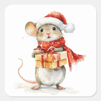 Schattigee kerstmuis Stickers
