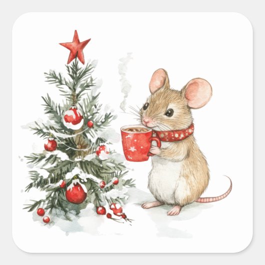 Schattigee kerstmuis Stickers (Voorkant)
