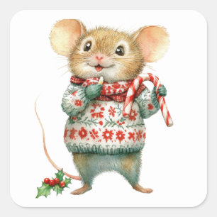 Schattigee kerstmuis Stickers
